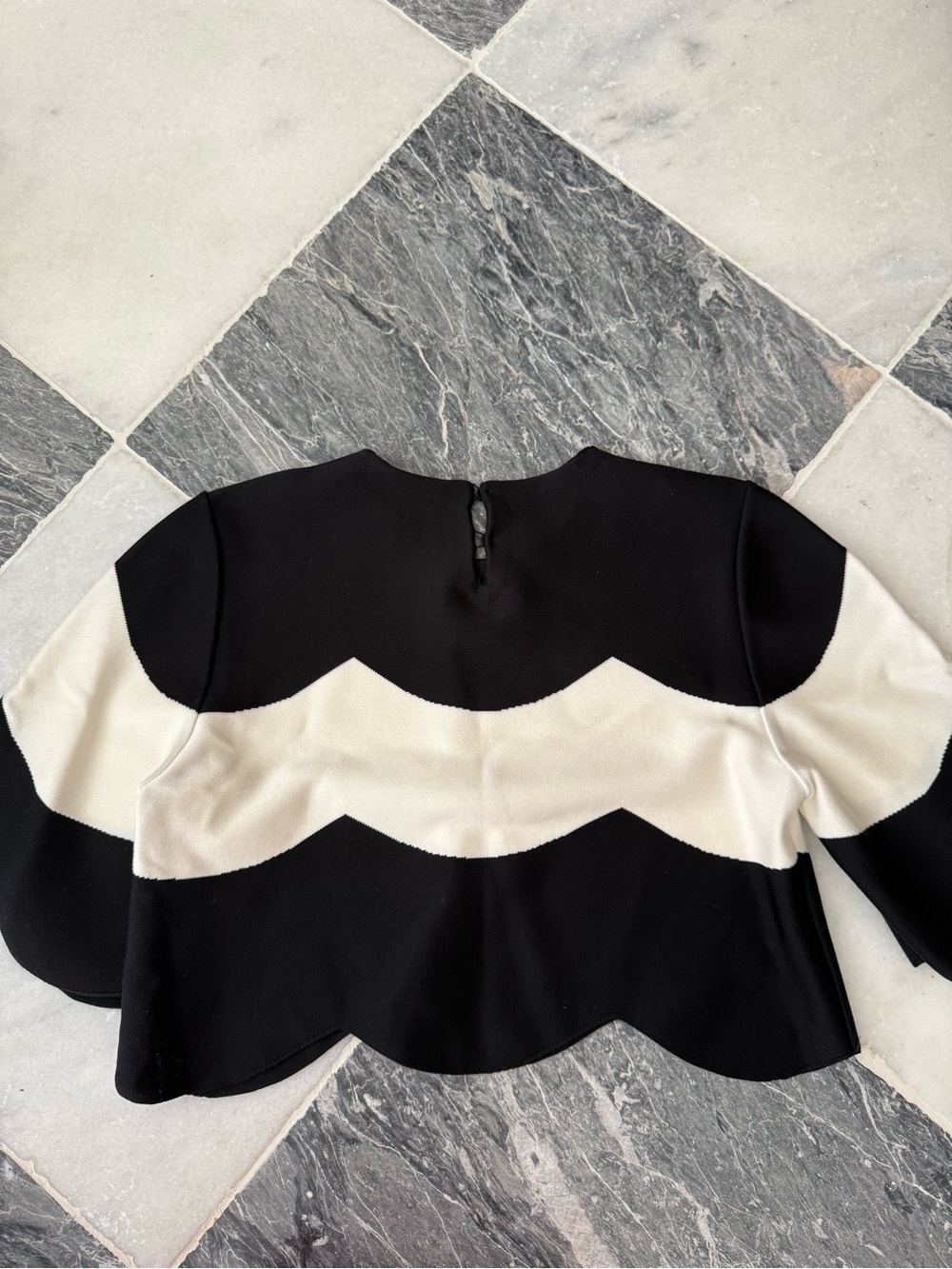 Christian Dior Black and Cream Wave Knit Top - Picture 2 of 3